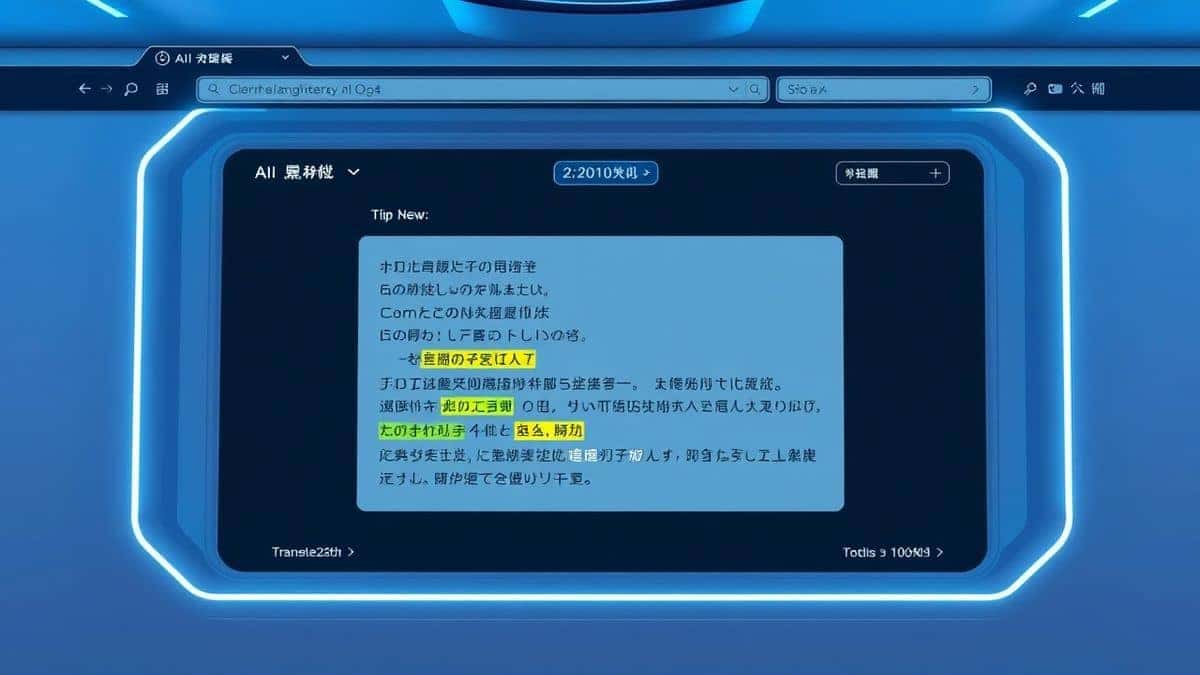 futuristic web interface of an AI OCR tool showing an uploaded screenshot with highlighted text being instantly translated into another language clean modern UI soft blue lighting detailed 2026 style