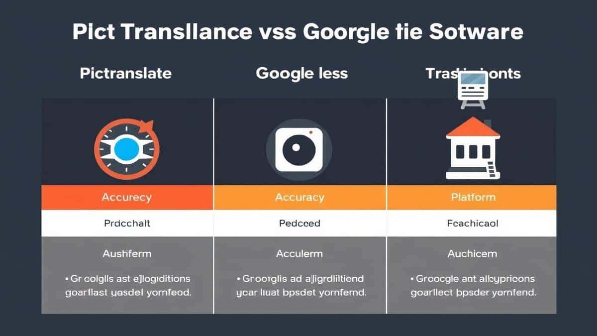 infographic comparison chart showing pictranslate speed versus traditional ocr tools for academic translation colorful modern design
