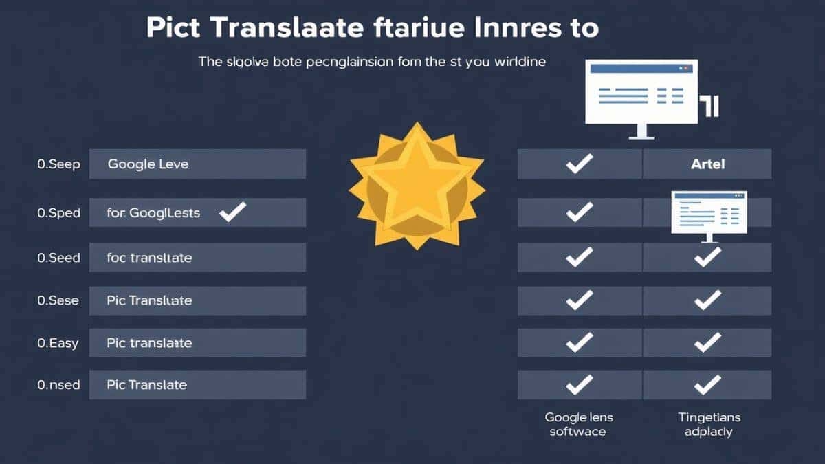 infographic style comparison chart showing PicTranslate as the winner against Google Lens and traditional software with checkmarks for speed accuracy and ease of use infographic style comparison chart showing PicTranslate as the winner against Google Lens and traditional software with checkmarks for speed accuracy and ease of use