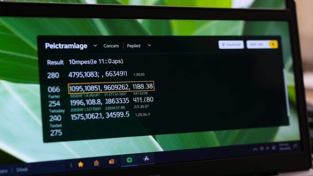close up view of a computer screen showing the result panel from PicTranslate with highlighted numerical data successfully extracted from an uploaded image