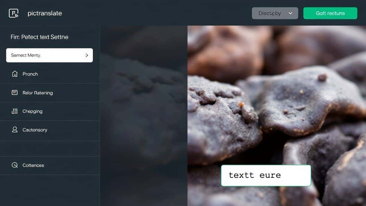 close up of AI image translator interface showing text detection boxes overlaying a TikTok screenshot, high contrast, detailed view of OCR technology at work, realistic lighting