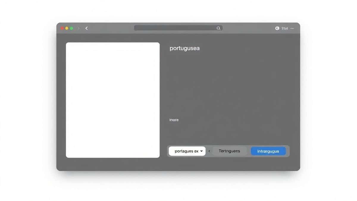 modern web interface showing an image upload area with portuguese text being detected and translated into english, clean minimalist design, soft shadows, ultra detailed